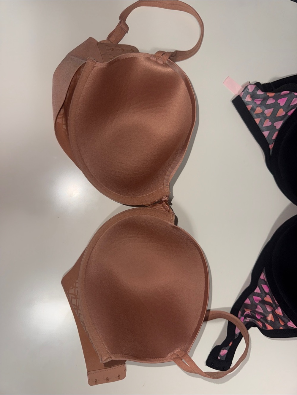 Victoria’s Secret Black Heart-Print Push-Up Bra & Nude T-Shirt Bra Duo - Picture 7 of 16